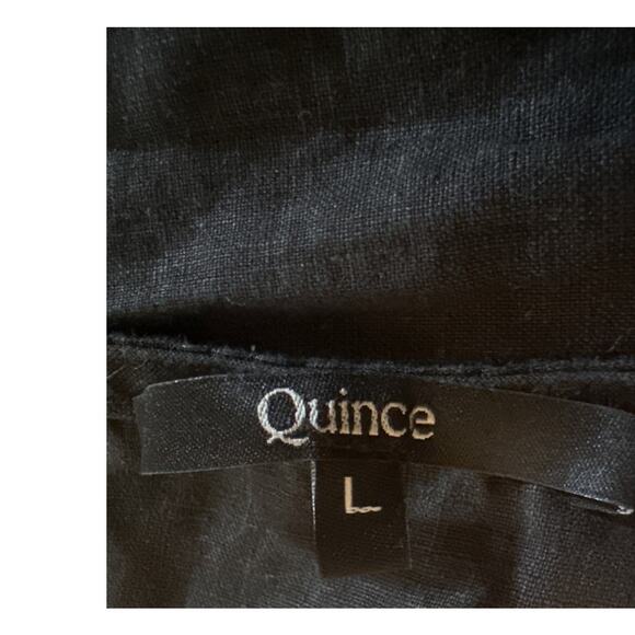 Women L Quince Black Short Sleeved Blouse Shirt Top 100% Linen Flax - Picture 6 of 7